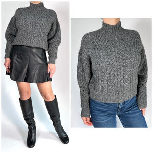 IRO Womens Sweater NEW Wool Blend Chunky Sweater M Mixed Grey Lurex Venati